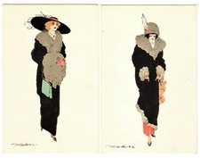 Carte Postale Vintage Glamour Lady - Signée Par L'artiste Helli - Originale