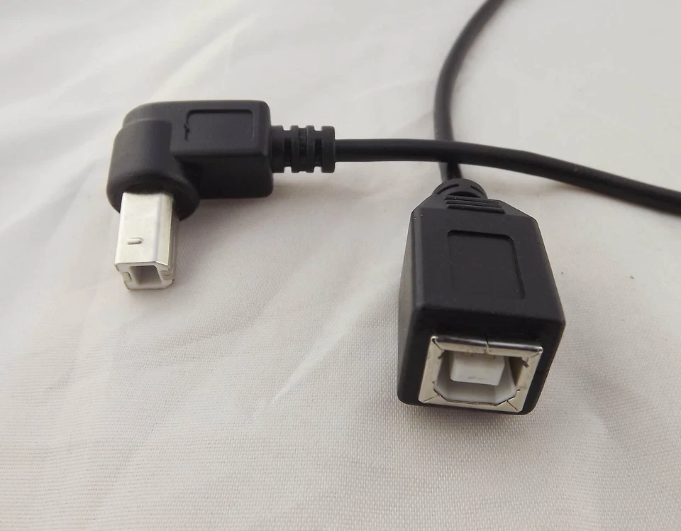 USB 2.0 B Female To Down Angle USB B Male Printer Short Data Cable Adapter 1ft - Image 4 of 4