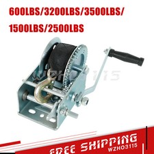 2500LBS Hand Winch Hand Crank 2 Gear Polyester Strap ATV Trailer Boat Heavy Duty 2500LBS Hand Winch Hand Crank 2 Gear Polyester Strap ATV Trailer Boat Heavy Duty - Image 1