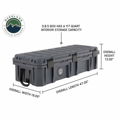 For D.B.S. - Dark Gray 117 QT Dry Box With Drain and Bottle Opener Overland Vehi