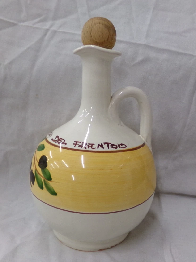 Vtg Antichi Sapori Del Frantoio Olive Oil Cruet Hand Made in Italy With Stopper