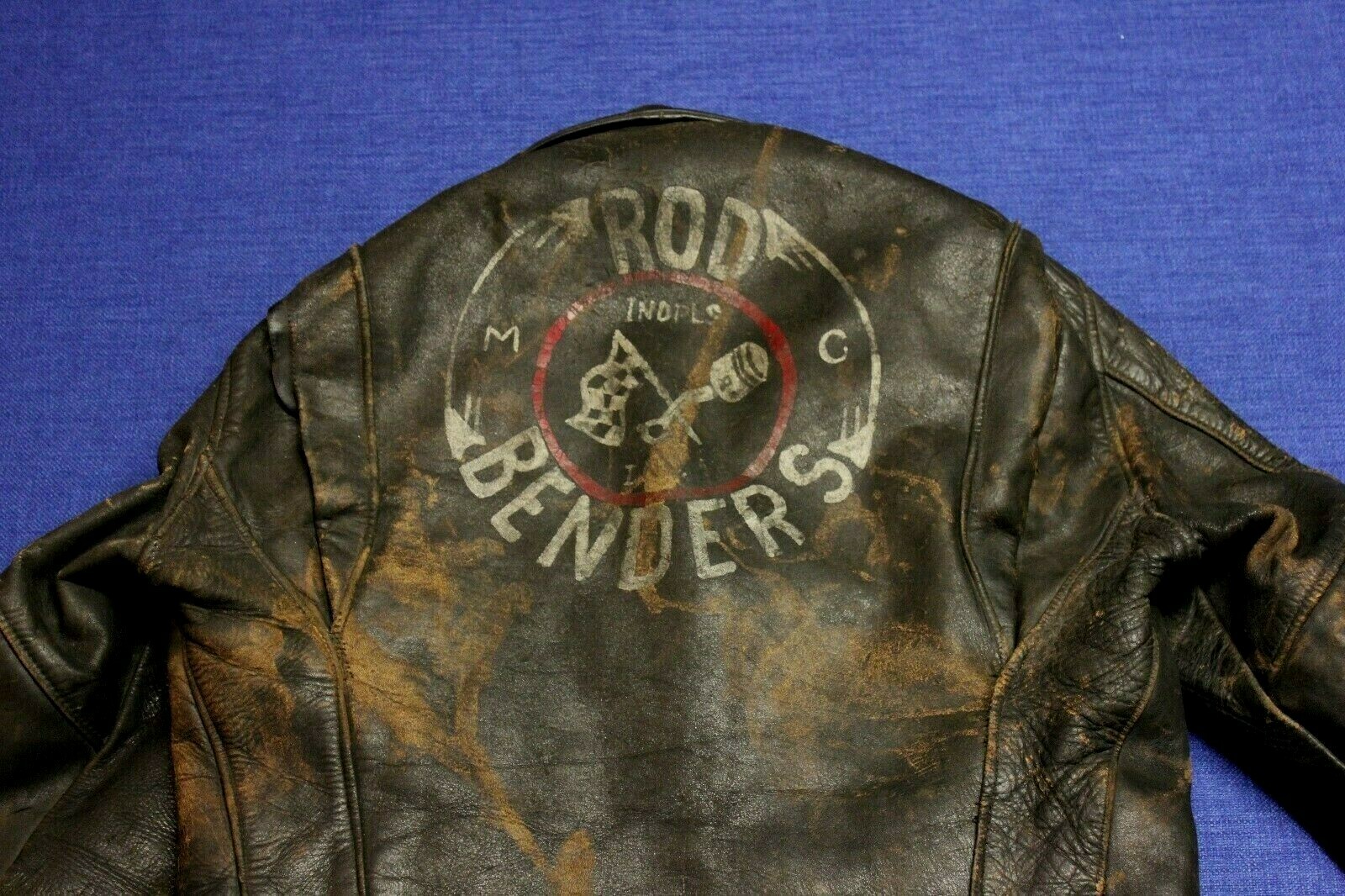 Giacca Moto Vintage anni '50 ROD BENDER BIKER Originale GRIGIO PONY Pelle Nera