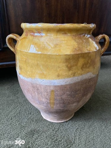 ANTIKER FRANZÖSISCHER GLASIERTER CONFIT TOPF/GLAS... (MITTE DES 19. JAHRHUNDERTS)....10" HOCH