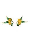 Vintage Gold & Green Hummingbird Clip-on Earrings, costume fashion jewelry
