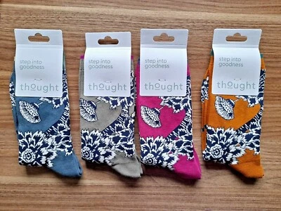 THOUGHT (BRAINTREE) THOUGHT/BRAINTREE ORGANIC COTTON LADIES SOCKS-FREJA ABSTRACT FLORAL SPW838-BNWT