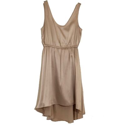 OBAKKI ($425) Champagne Sleeveless Hi-Lo Silk Dress 2