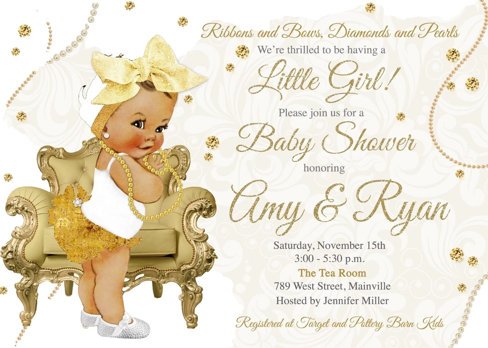 Baby Shower Princesses Greeting Invitations