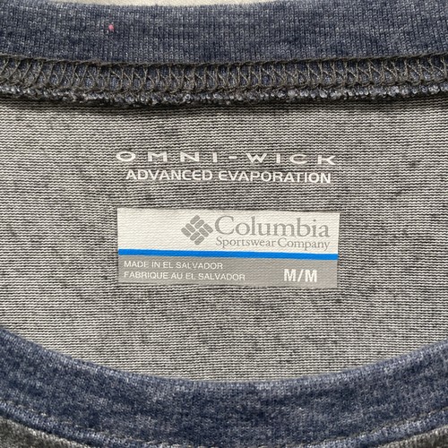 Columbia Men’s Raglan Gray Shirt Medium Omni-Wick Heathered Blue - Picture 4 of 6