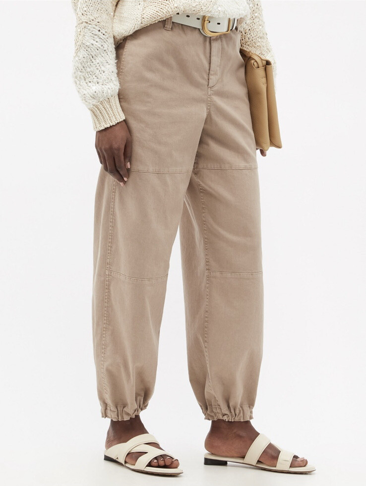 BRUNELLO CUCINELLI Women's Monili Cuffed Cotton Pants Beige