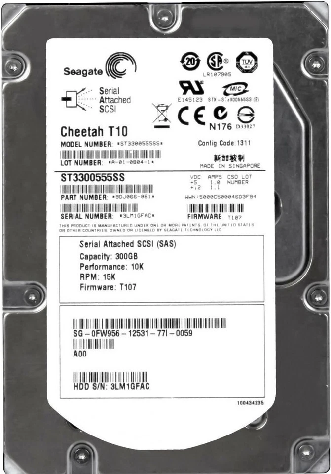 Disco Rigido DELL 0FW956 ST3300555SS 300GB 15000Giri/Min SAS 16MB 3.5'' - Immagine 3 di 3