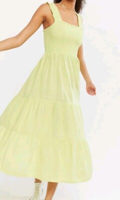 NWOT New Look US 2 Shirred Tiered Light Green Midi Sundress | eBay NWOT New Look US 2 Shirred Tiered Light Green Midi Sundress | eBay
