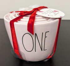Rae Dunn Measuring Cups PINK VALENTINE Heart Cutout Labeled Set of 4 New