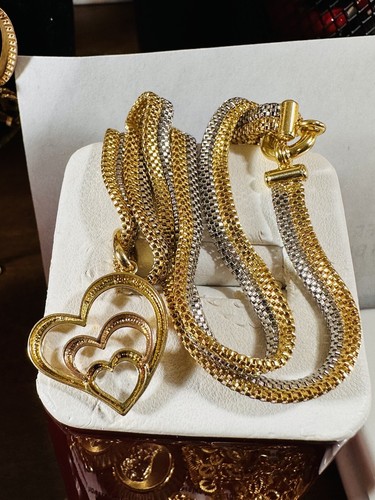 BRANDNEW 18K 750 Real Gold Snake Heart Necklace 17” long 6mm 18.2g multicolor - Picture 13 of 24