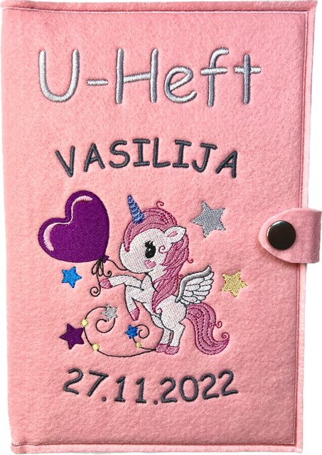 u-Heft Cover With Name And Date of Birth Unicorn Gift For Baby u-Heft Cover With Name And Date of Birth Unicorn Gift For Baby