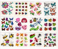 Vintage Sandylion Bug  Butterfly Stickers Glitter Prism Kromekote - You Choose