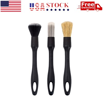3PCS Car Detailing Brush Wash Auto Detailing Cleaning Kit Engine Wheel Clean Set