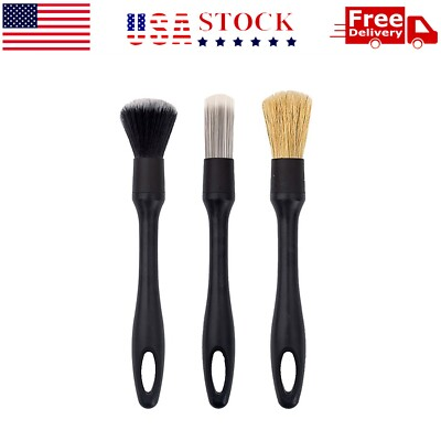 #ad 3PCS Car Detailing Brush Wash Auto Detailing Cleaning Kit Engine Wheel Clean Set $9.99