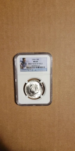 1964 P Kennedy Half Dollar NGC MS 65 Gem 90% silver 50 cent 1st First 50th Label