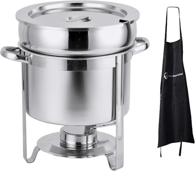 7 Qt Deluxe Marmite Soup Chafer with Chrome Accent with 1 Apron