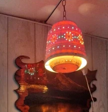 Vintage Yard Art 1960s Hanging colorful light Plugs In wall