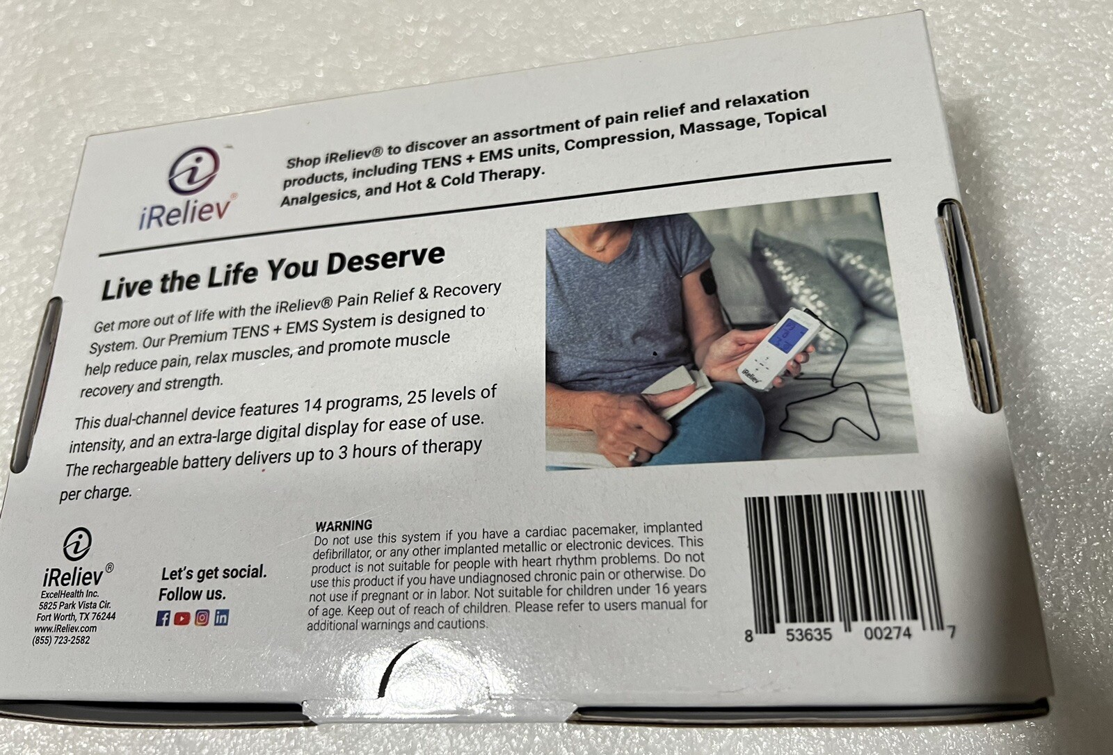 iReliev TENS Unit + EMS Muscle Stimulator for Pain Relief and Recovery New eBay