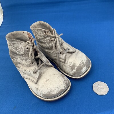 Antike Kinder Leder Schuhe Stiefel wirklich süß selten