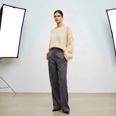 ZARA Bateau Neck Cropped Sweater Wool Solid Ivory Pullover Knit Knitwear Small