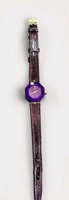  H.Stern Sapphire Safira 18 K Gold Quartz Diamond Ladies Watch Leather Band 