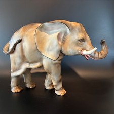 Herend Baby Elephant Figurine Large Hand Painted Natural Finish Hungary