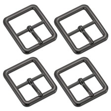 4 x 1" Single Prong Belt Buckle Square Center Bar Buckles for Belt Black
