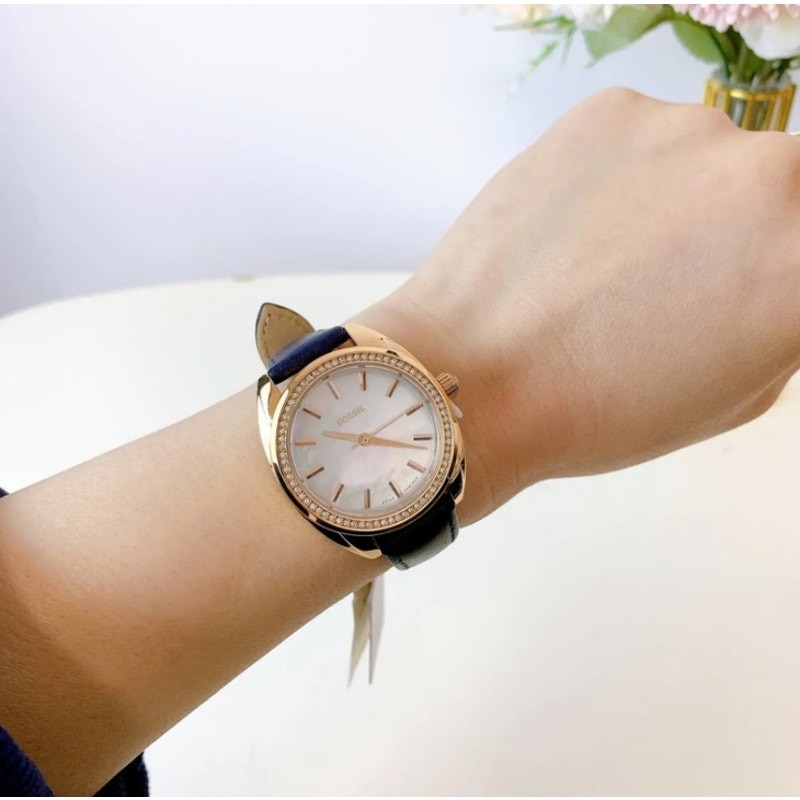 NWT Fossil BQ3775 Vale Solar-Powered Blue Leather Watch | eBay display picture 3