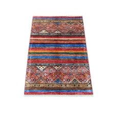 2'8"x4' Rust Red Afghan Super Kazak Hand Knotted Pure Wool Sample Mat Rug 22065