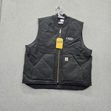 Carhartt Men Jacket 2XL Black V01 Firm Duck Insulated Rib Collar Vest Relax NWT