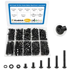 595Pcs M4 Screw Assortment,Machine Screws with Nuts Washers, Grade 10.9 Alloy St