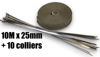 GT PERFORMANCE 10M Bande Ruban Isolant Thermique Collecteur Echappement TITANIUM Largeur 2,5cm