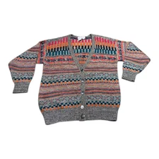 VTG ENFIN by Marcia Hand Loomed Button Up Multi Color Cardigan Academia Sweater