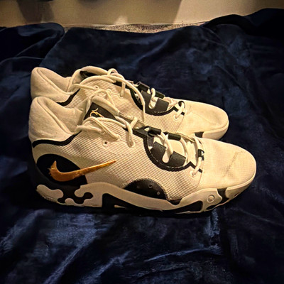 Nike PG 6 Orange Chalk White/Black/Gold Lace Up Low Top Mesh Sneakers DC1974-101