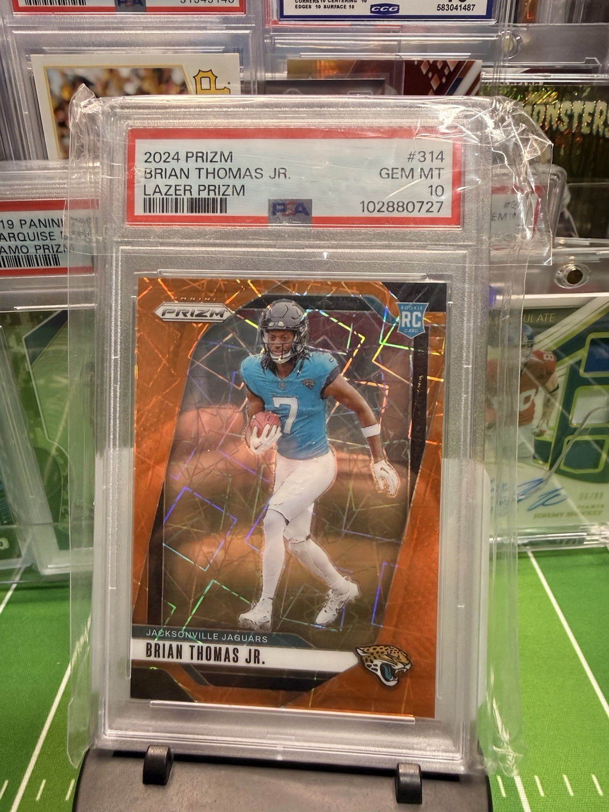 2024 Panini Prizm - Rookies Brian Thomas Jr. #314 Lazer Prizm (RC) PSA 10