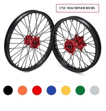 21"+18" CNC Front Rear Wheels Rims Red Hubs For Honda CRF250R CRF450R 2004-2012