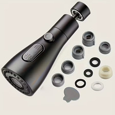 1pc 360 Rotating Pull-Down Kitchen Faucet Spray Head with 3-Modes - Black