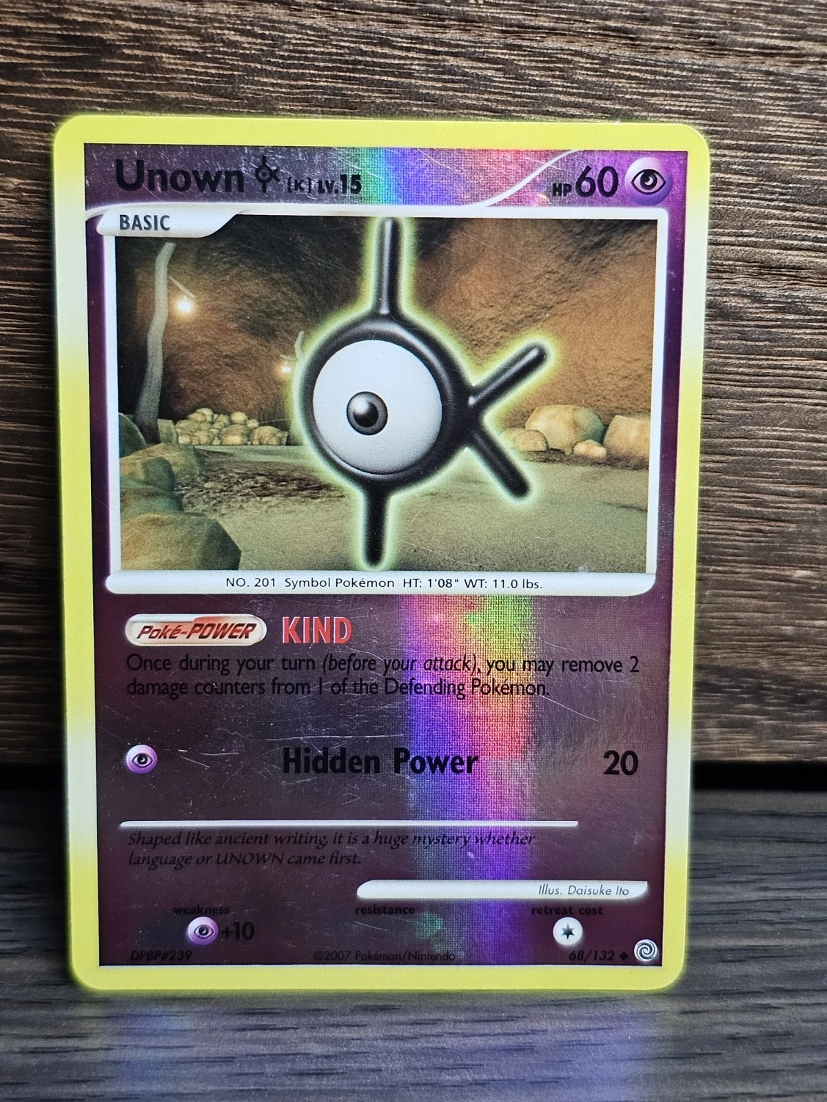 Unown K 68/132 Reverse Holo Secret Wonders Pokemon Card 2007 LP