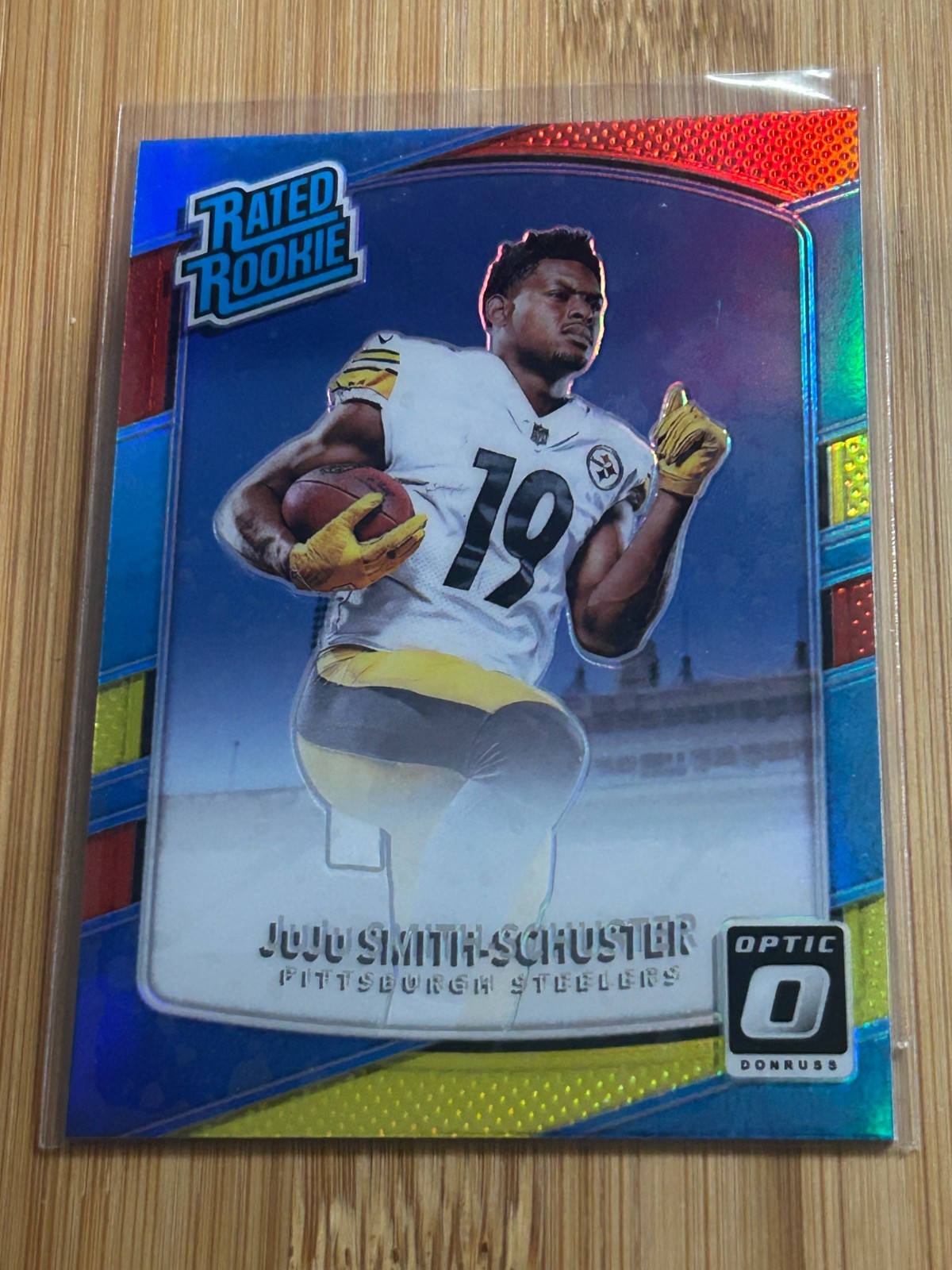 2017 Optic JuJu Smith-Schuster Red Yellow Prism Rated Rookie #176