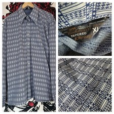 VTG Towncraft JCPenney MCM Mod Tapered Button Up Disco Hippie Shirt 17 XL T