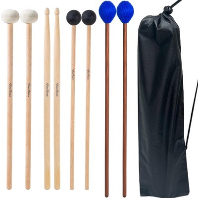 Schlagzeugschlägel Set 4 Paare Ahorn Filz Gummi Xylophon Marimba Trommel