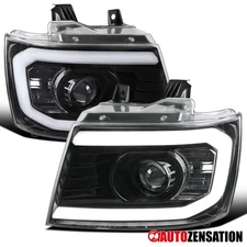 Fit 2007-2013 Avalanche Tahoe Suburban Slick Black LED DRL Projector Headlights