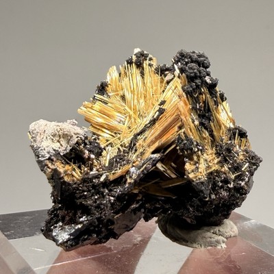 Natural Golden Rutile With Hematite Specimen From Brazil, 40gm, Top Quality
