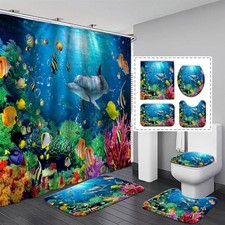 Kids Shower Curtain Set Blue Ocean Shower Curtain Bathroom Sets Bathroom Underwa