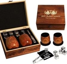 Charred Wooden Bourbon Drinking Glass, Bourbon Gifts for Men, Handcrafted Pre...