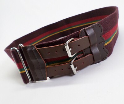 Vtg Korean S&m brown stripped textile belt with metal Buckle Elise M. | Accessories | Elise M Cognac Leather Smallmedium  main image 2