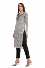 Kurti Pant Black  White Color Cotton Dress Set Traditional Everyday Wear Gift